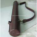 Plastic tube covered with cowhide leather fishing rod tube for fishing accessory